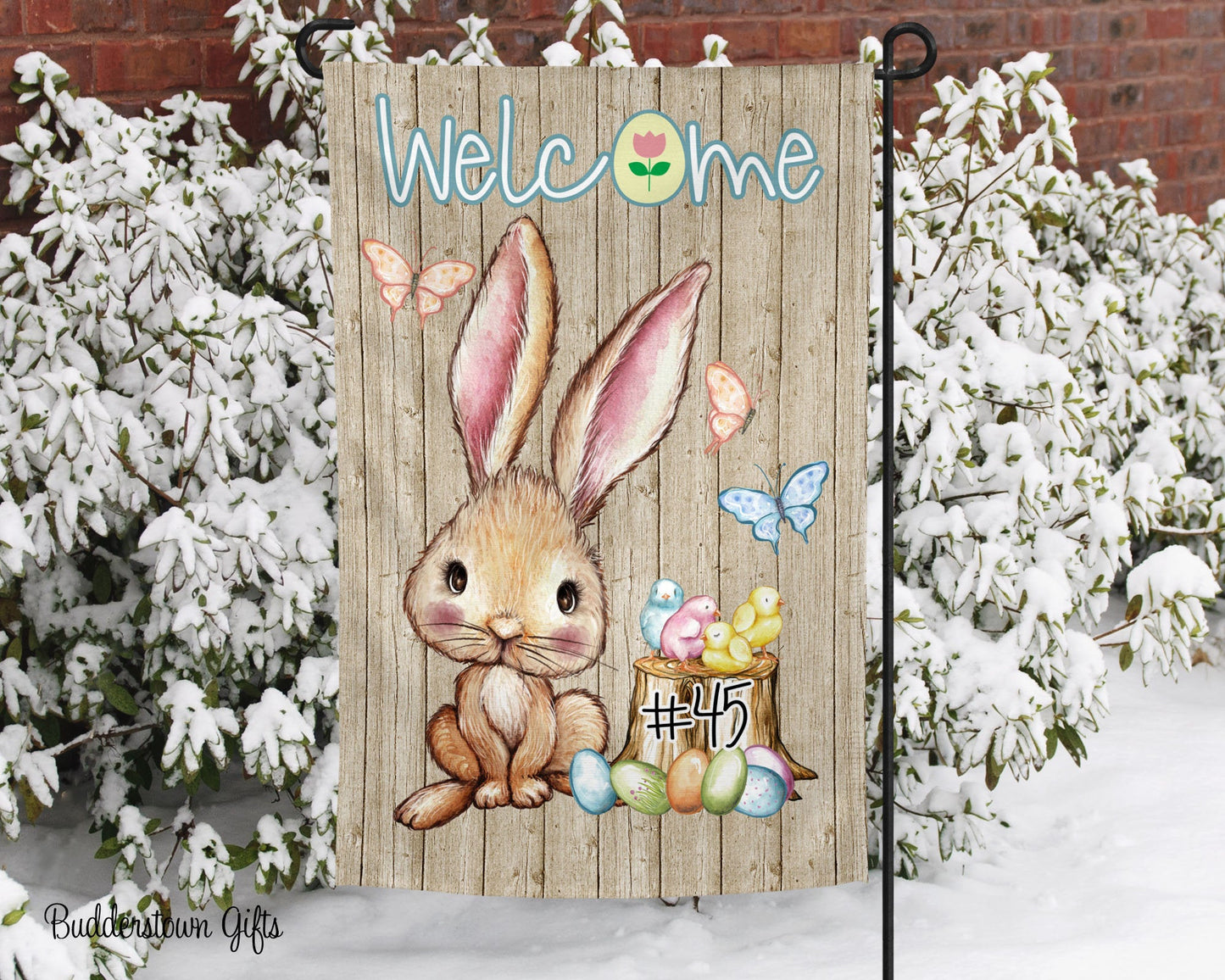 Spring Easter Bunny Flag Personalized Easter Flag