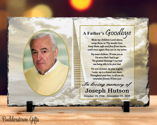A Fathers Goodbye - Memorial Stone Slate, Golden Heavens