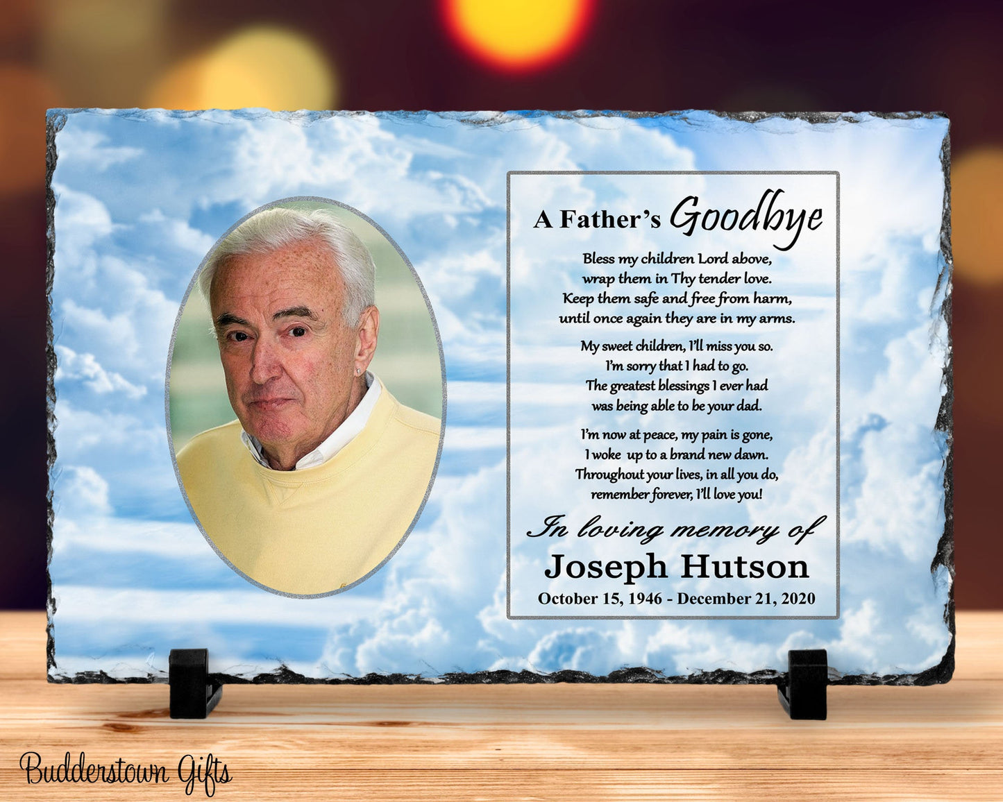 A Fathers Goodbye/ Memorial Stone Slate, Heaven Stairway, remembrance, tribute, Plaque,  sympathy, loss of a father