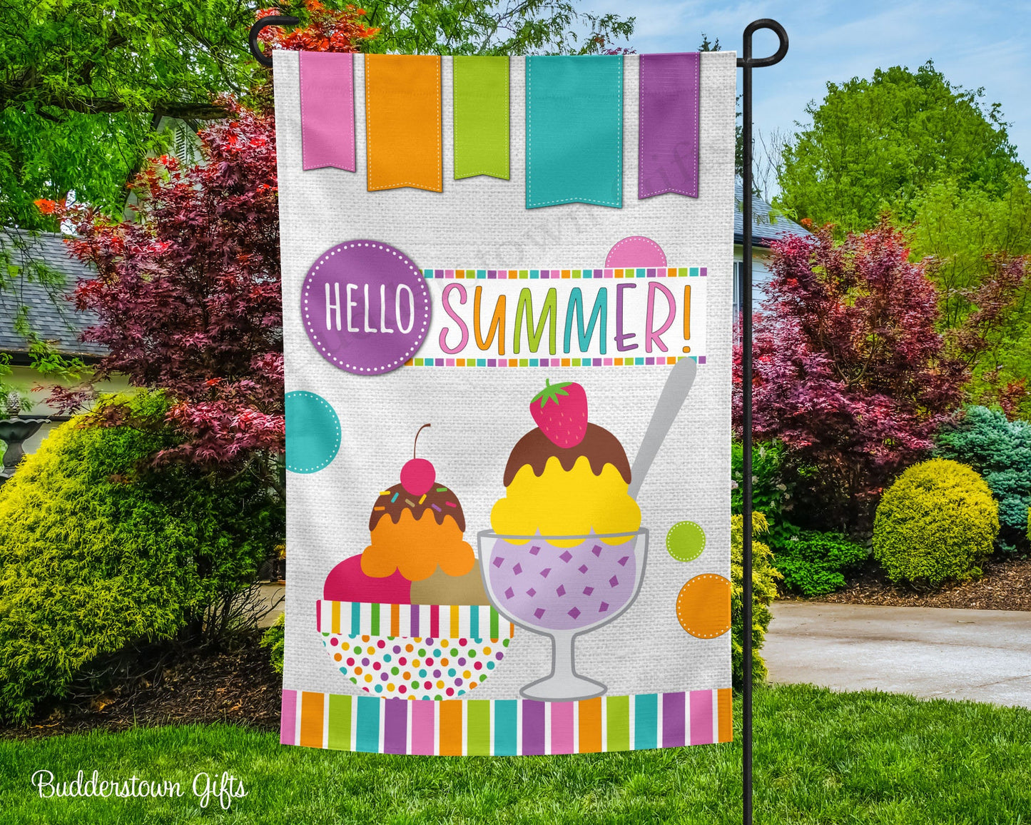 Hello Summer Ice Cream Garden Flag