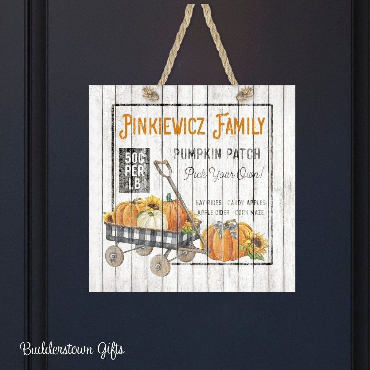 Fall - Pumpkin Patch - Door Hanger - Family Sign