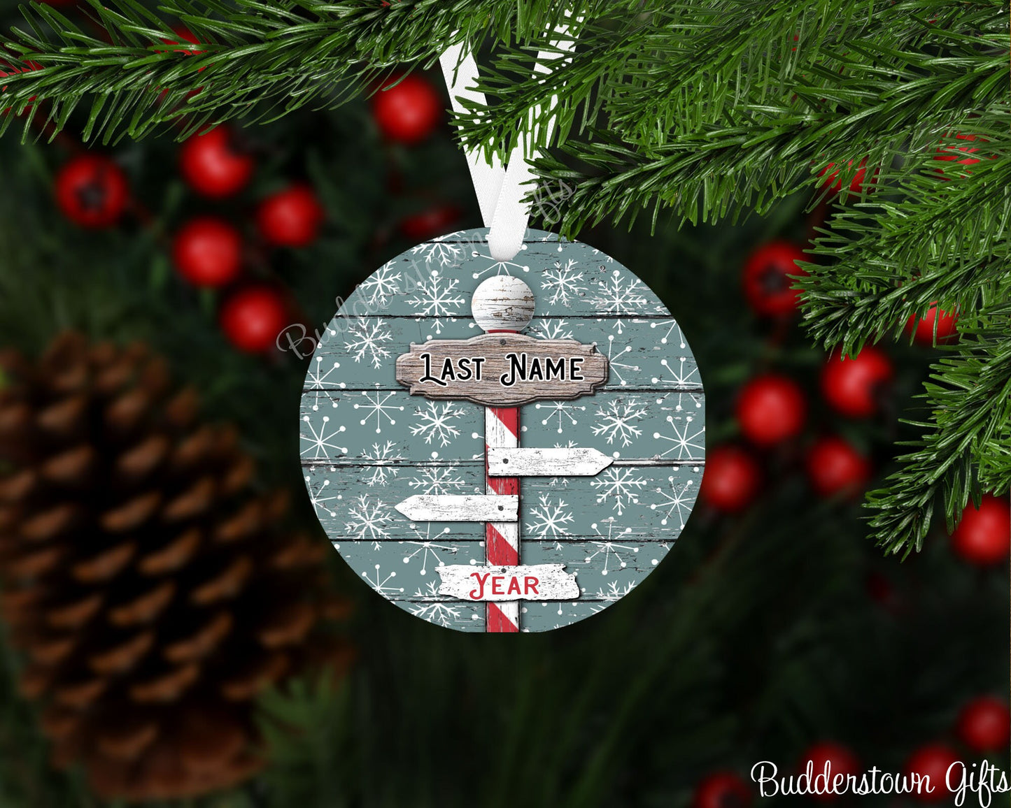 Family Christmas Sign Ornament -Personalized Ornament, Family Ornament