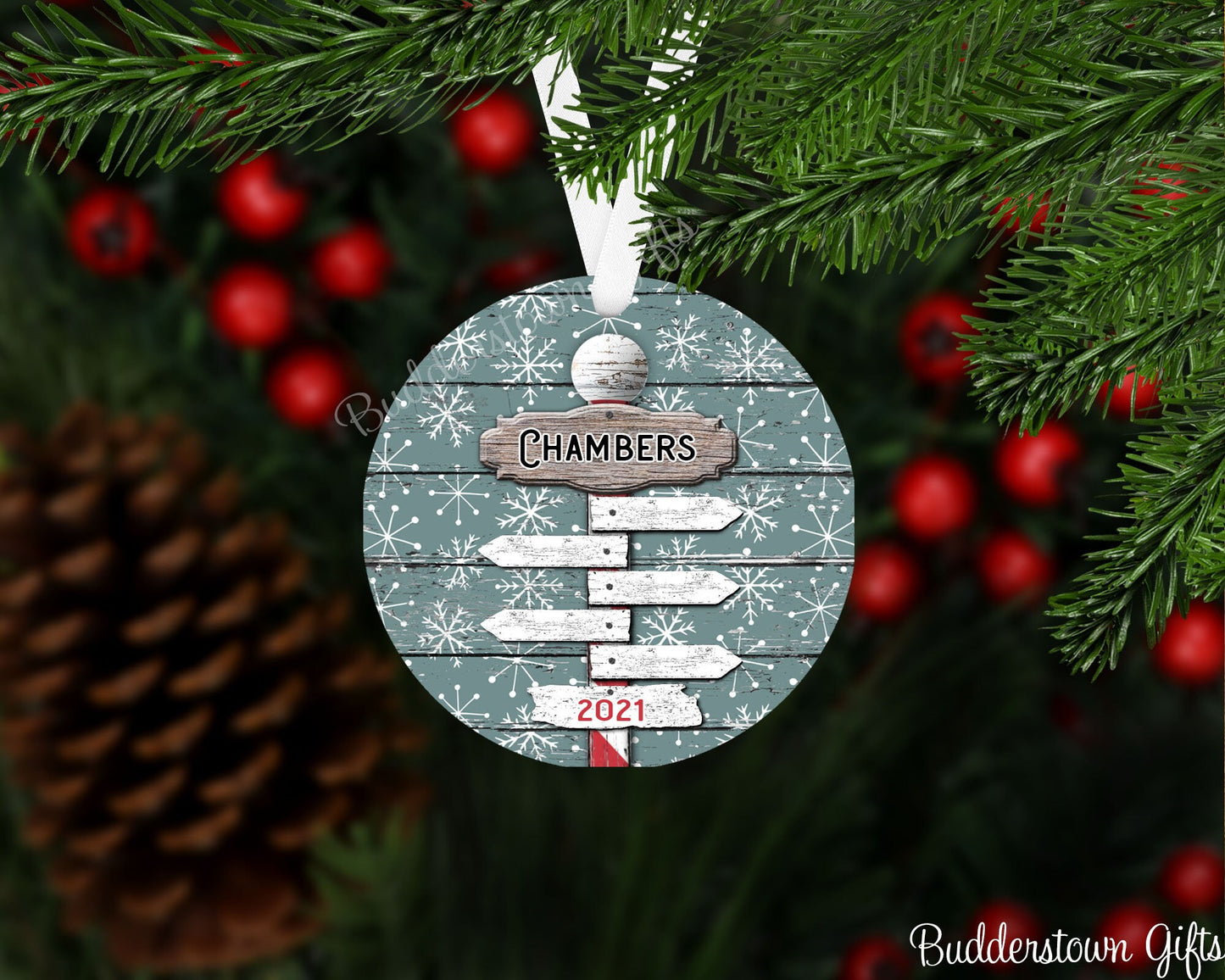 Family Christmas Sign Ornament -Personalized Ornament, Family Ornament