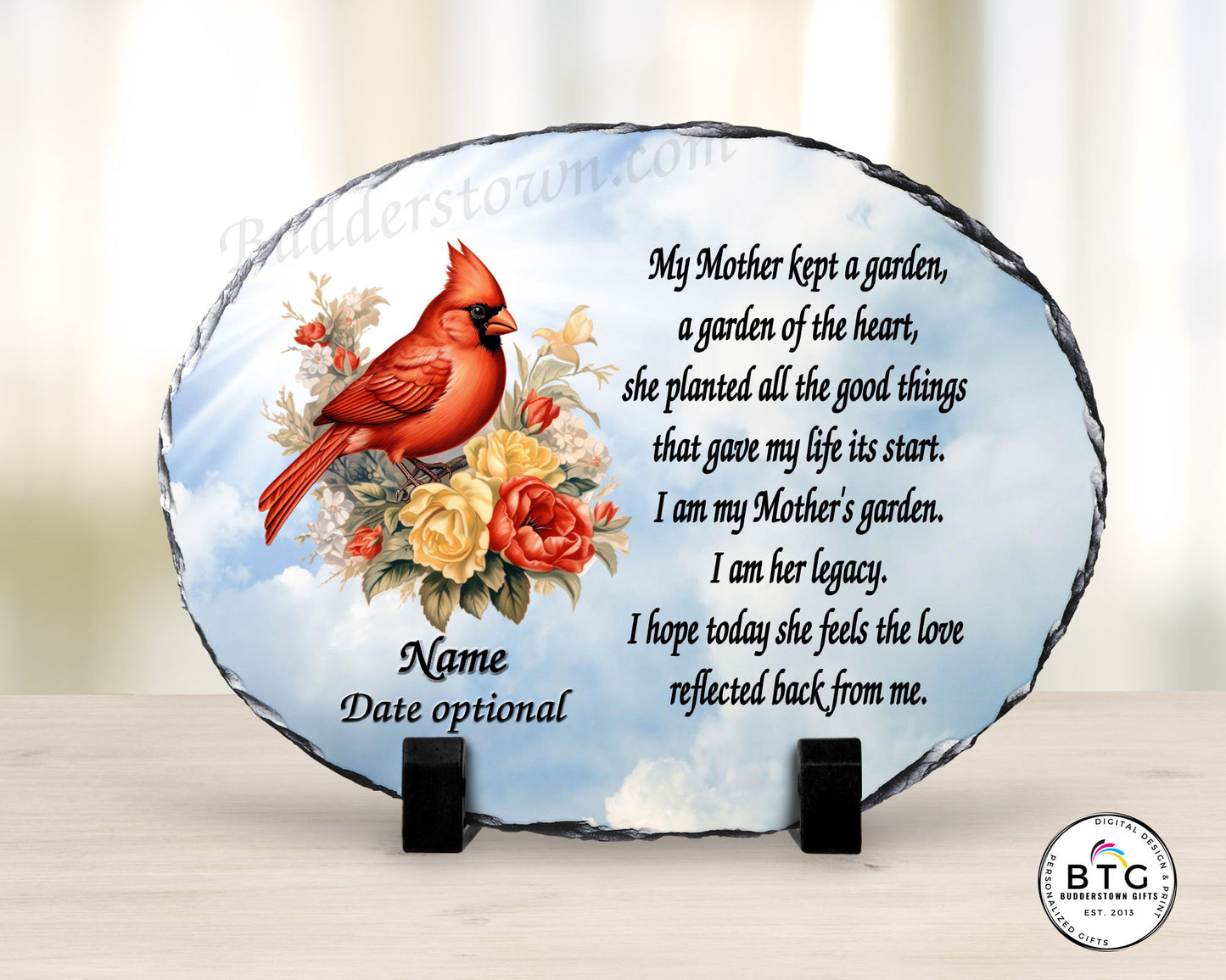 Personalized Sympathy Gift, My Mother Kept A Garden, Oval Memorial Plaque, Bereavement Gift