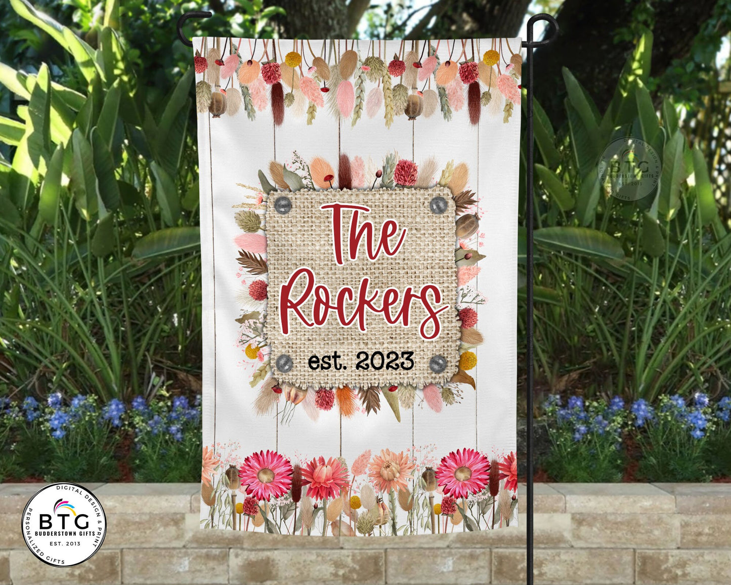 Fall Floral Garden Flag - 12x18 | Personalized Garden Flag | Dried Flowers | Fall Decor