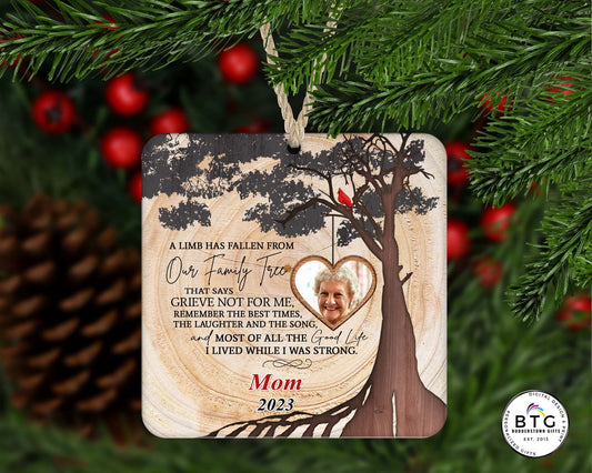 A limb has fallen from our family tree Ornament - Memorial Ornament, Cardinals, memorial gift, sympathy gift, Personalized Ornament
