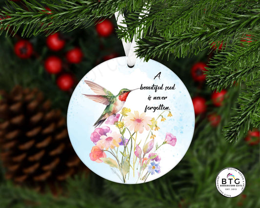 Hummingbird Ver 1 - A beautiful soul is never forgotten Memorial Ornament - Sympathy, memorial gift, sympathy gift, Personalized Ornament
