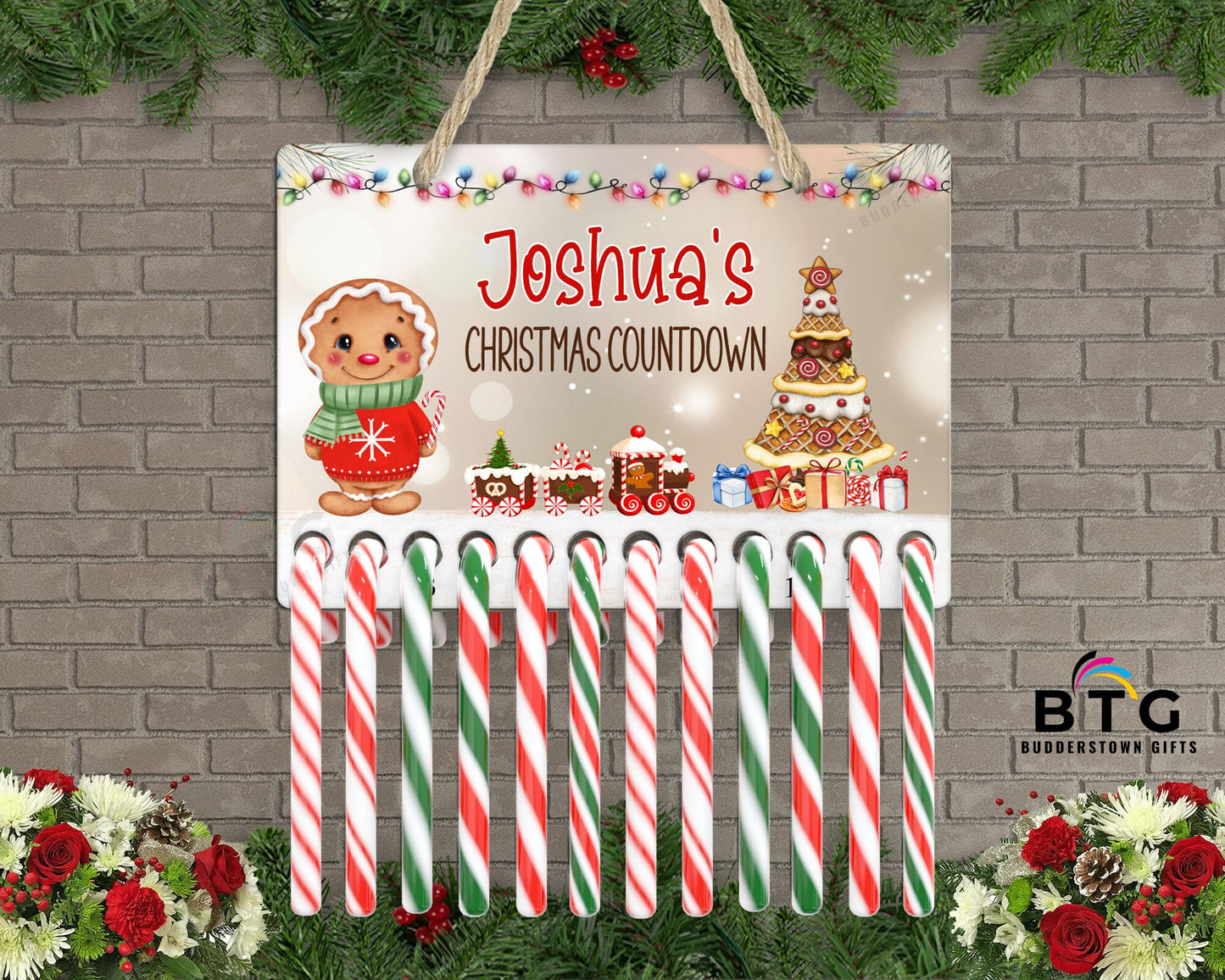 Candy Cane Christmas Countdown - 12 Days to Christmas - Gingerbread Boy - Kids Interactive