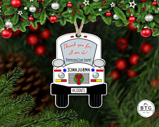 EMS Ambulance Ornament - Gift for EMS - First Responder Gift - Occupation Gifts