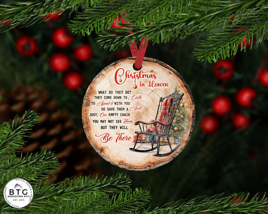Christmas In Heaven - Empty Chair Ornament - Sympathy Gift - Personalized Ornament - Remembrance Gift