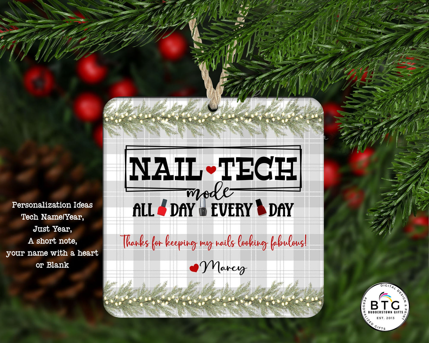 Nail Tech Ornament - Gift for Nail Tech Nail Girl - Nail Tech Personalized Ornament
