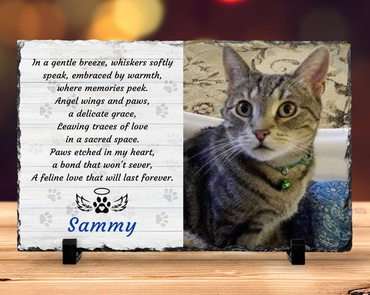 7 1/2" x 11" photo slate with poem is a perfect tribute. Photo Printed personalized with pets name