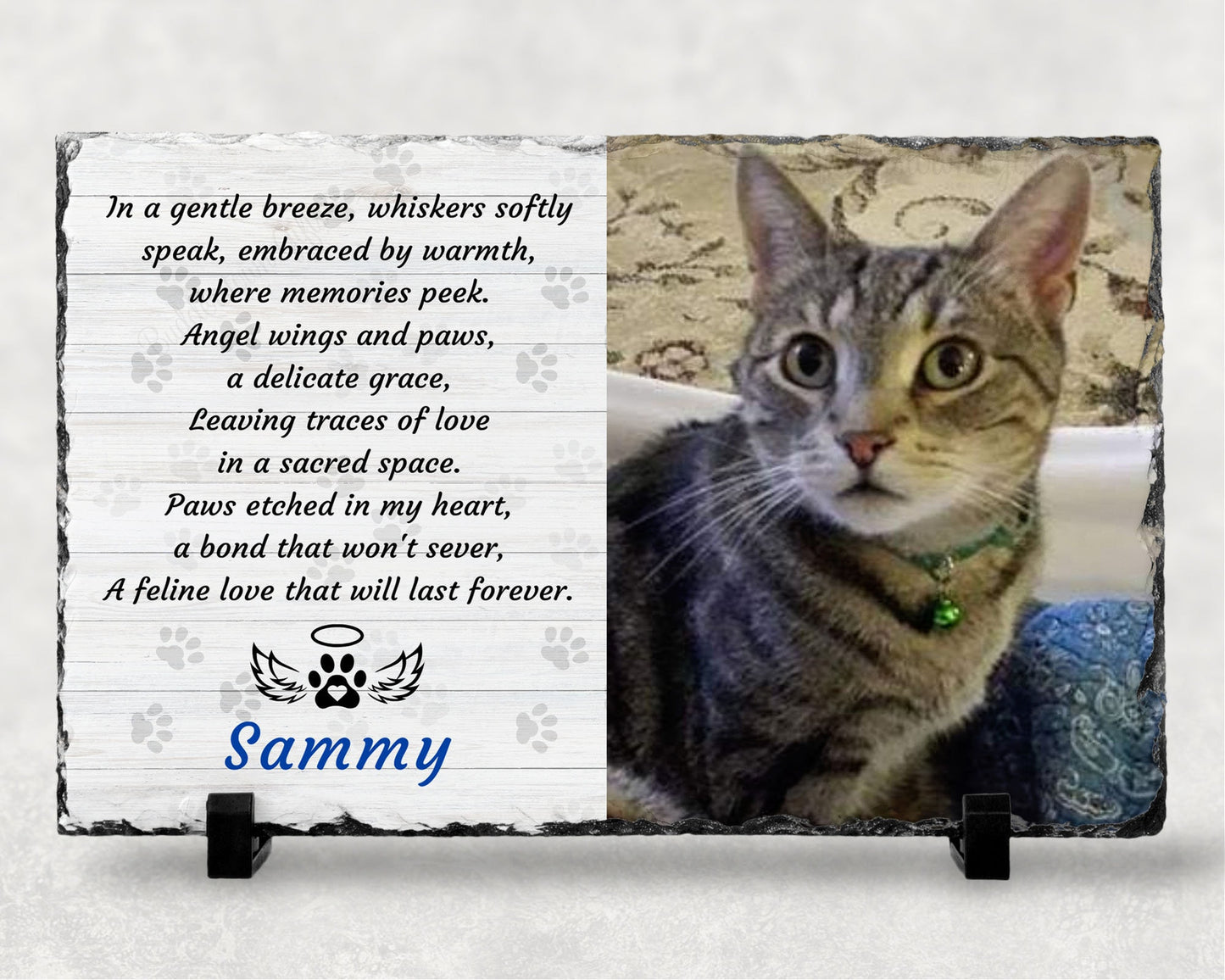 7 1/2" x 11" photo slate with poem is a perfect tribute. Photo Printed personalized with pets name