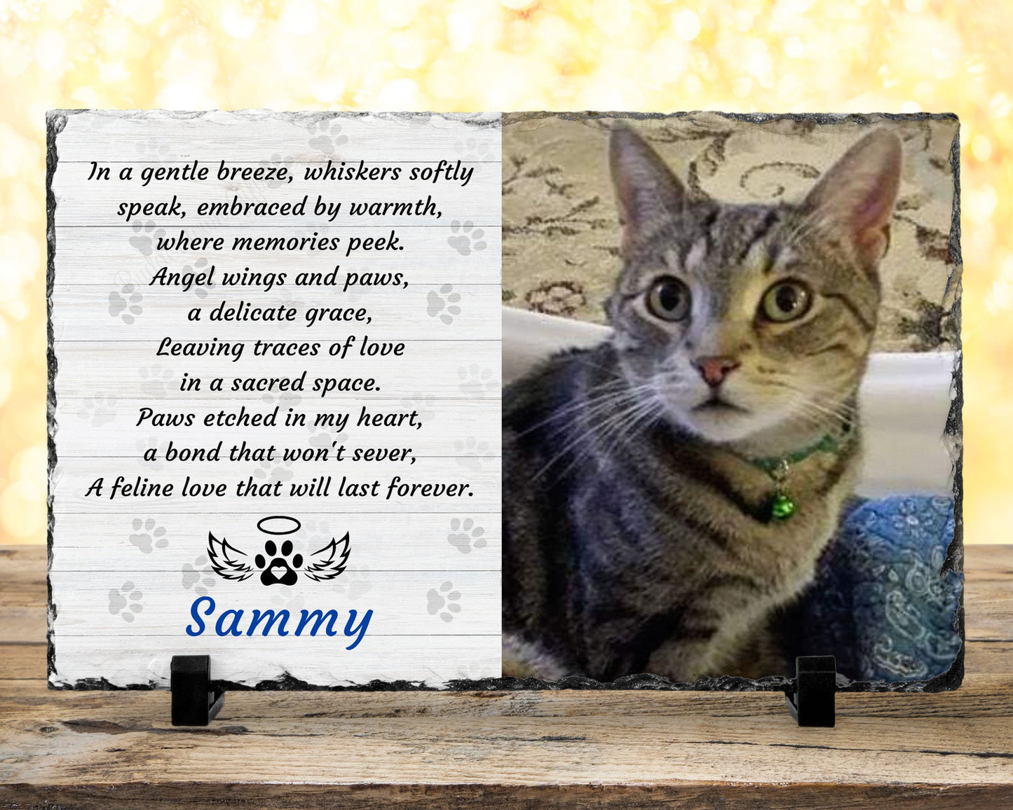 7 1/2" x 11" photo slate with poem is a perfect tribute. Photo Printed personalized with pets name