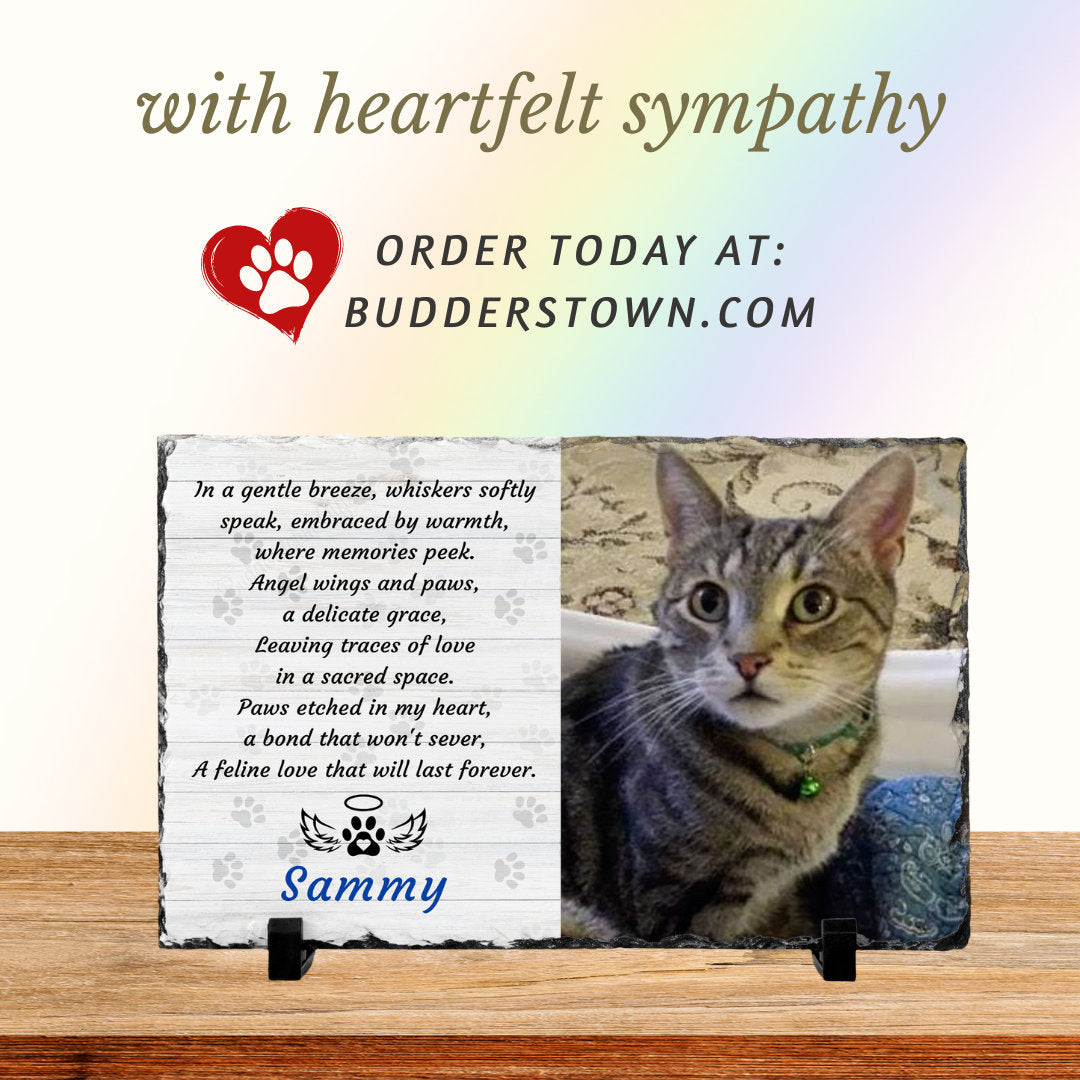 7 1/2" x 11" photo slate with poem is a perfect tribute. Photo Printed personalized with pets name