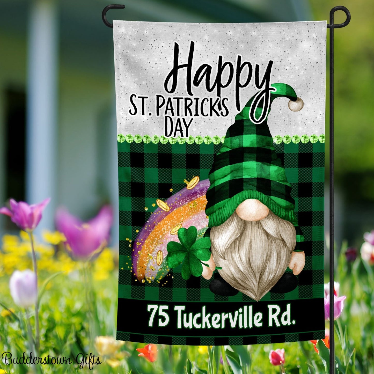 St. Patrick's Day Gnome Plaid Flag - 12x18 - Garden Flag