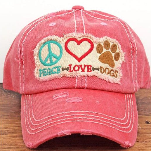 Distressed Salmon  Peace Love Dogs  Cap