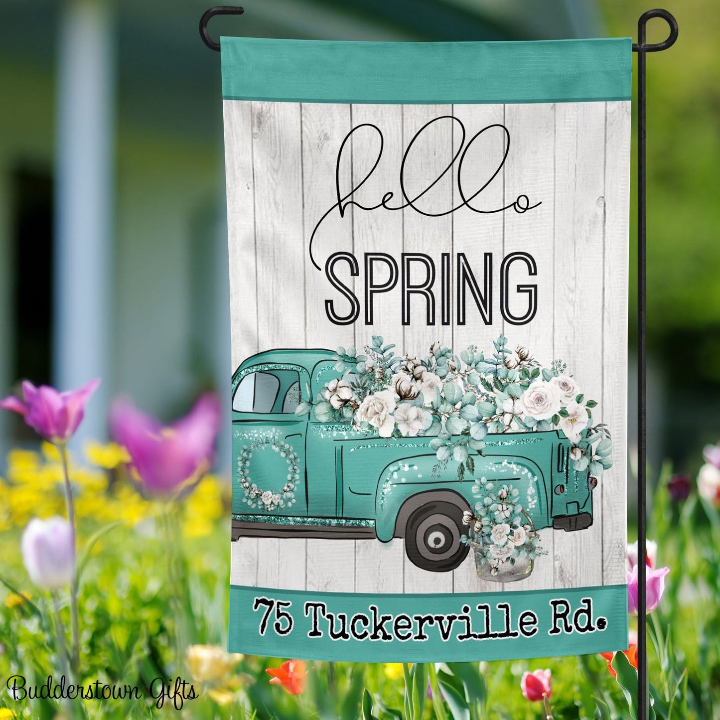 Hello Spring Truck Garden Flag