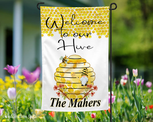 Welcome to Our Hive Garden Flag